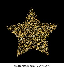 Vector Confetti Background Pattern. Element of design. Golden musical signs on a black background