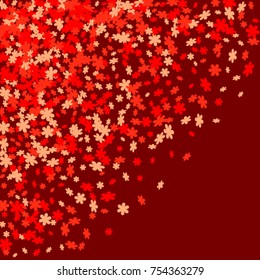 Vector Confetti Background Pattern. Element of design. Colored flowers on a red background