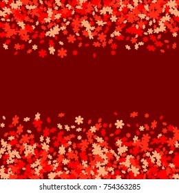 Vector Confetti Background Pattern. Element of design. Colored flowers on a red background