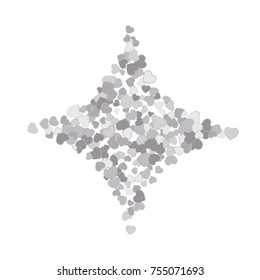 Vector Confetti Background Pattern. Element of design. Silver hearts on a white background