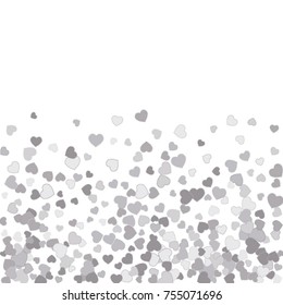 Vector Confetti Background Pattern. Element of design. Silver hearts on a white background
