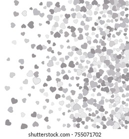 Vector Confetti Background Pattern. Element of design. Silver hearts on a white background