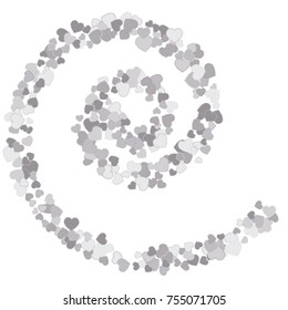 Vector Confetti Background Pattern. Element of design. Silver hearts on a white background