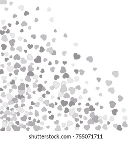 Vector Confetti Background Pattern. Element of design. Silver hearts on a white background