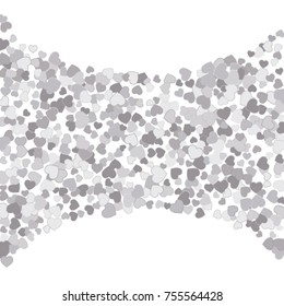 Vector Confetti Background Pattern. Element of design. Silver hearts on a white background