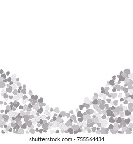 Vector Confetti Background Pattern. Element of design. Silver hearts on a white background