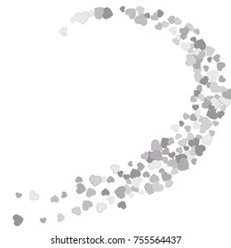 Vector Confetti Background Pattern. Element of design. Silver hearts on a white background