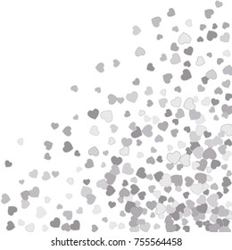 Vector Confetti Background Pattern. Element of design. Silver hearts on a white background
