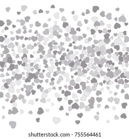 Vector Confetti Background Pattern. Element of design. Silver hearts on a white background