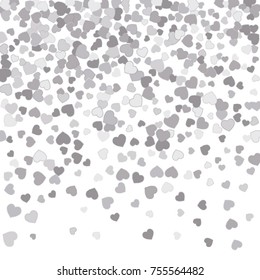 Vector Confetti Background Pattern. Element of design. Silver hearts on a white background