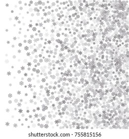 Vector Confetti Background Pattern. Element of design. Silver snowflakes on a white background