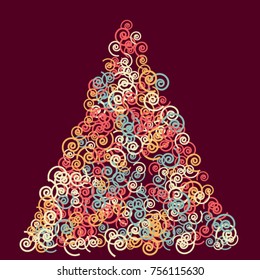 Vector Confetti Background Pattern. Element of design. Colored spirals on a burgundy background