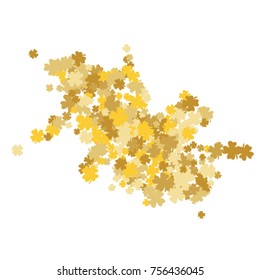 Vector Confetti Background Pattern. Element of design. Golden clover leaves on white background