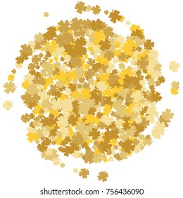 Vector Confetti Background Pattern. Element of design. Golden clover leaves on white background