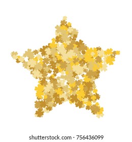 Vector Confetti Background Pattern. Element of design. Golden clover leaves on white background