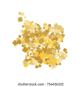 Vector Confetti Background Pattern. Element of design. Golden clover leaves on white background
