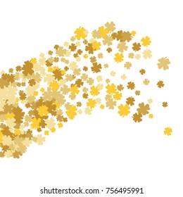 Vector Confetti Background Pattern. Element of design. Golden clover leaves on white background
