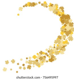 Vector Confetti Background Pattern. Element of design. Golden clover leaves on white background