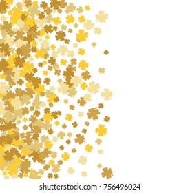 Vector Confetti Background Pattern. Element of design. Golden clover leaves on white background