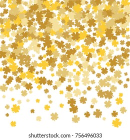Vector Confetti Background Pattern. Element of design. Golden clover leaves on white background