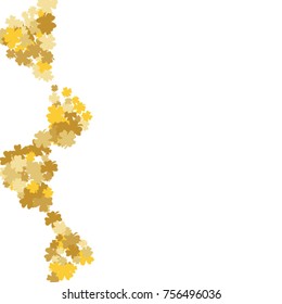 Vector Confetti Background Pattern. Element of design. Golden clover leaves on white background