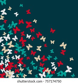 Vector Confetti Background Pattern. Element of design. Colorful butterflies on a turquoise background