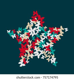 Vector Confetti Background Pattern. Element of design. Colorful butterflies on a turquoise background