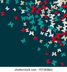 Vector Confetti Background Pattern. Element of design. Colorful butterflies on a turquoise background