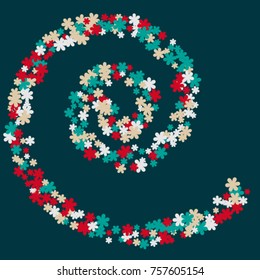 Vector Confetti Background Pattern. Element of design.  Colored flowers on a turquoise background
