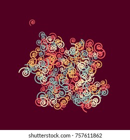 Vector Confetti Background Pattern. Element of design. Color spirals on a claret background