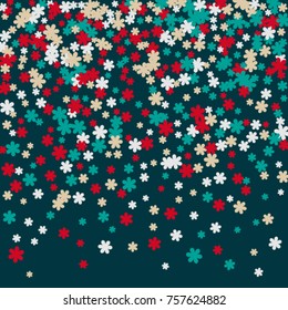 Vector Confetti Background Pattern. Element of design. Colored flowers on a turquoise background