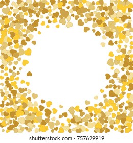 Vector Confetti Background Pattern. Element of design. Golden hearts on a white background