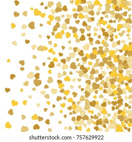 Vector Confetti Background Pattern. Element of design. Golden hearts on a white background