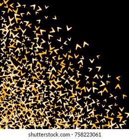 Vector Confetti Background Pattern. Element of design. Gold arrows on a black background