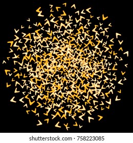 Vector Confetti Background Pattern. Element of design. Gold arrows on a black background