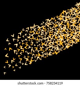 Vector Confetti Background Pattern. Element of design. Gold arrows on a black background