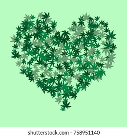 Vector Confetti Background Pattern. Element of design. Colored leaves on a green background