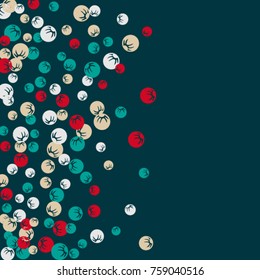 Vector Confetti Background Pattern. Element of design. Colored stylized berries on a turquoise background