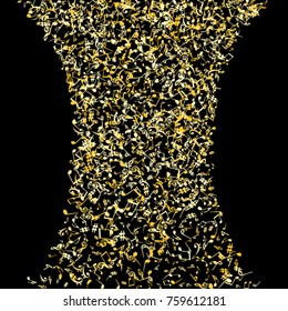 Vector Confetti Background Pattern. Element of design. Golden musical signs on a black background