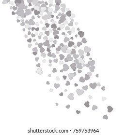 Vector Confetti Background Pattern. Element of design. Silver hearts on a white background