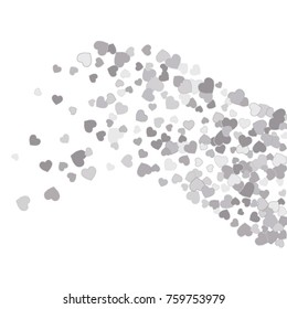 Vector Confetti Background Pattern. Element of design. Silver hearts on a white background