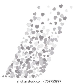 Vector Confetti Background Pattern. Element of design. Silver hearts on a white background