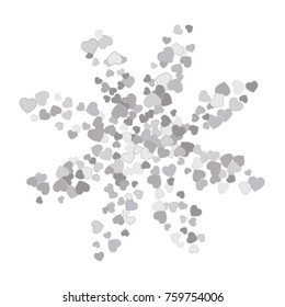 Vector Confetti Background Pattern. Element of design. Silver hearts on a white background