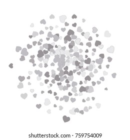 Vector Confetti Background Pattern. Element of design. Silver hearts on a white background
