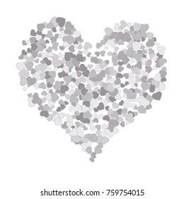 Vector Confetti Background Pattern. Element of design. Silver hearts on a white background