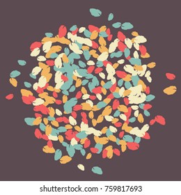Vector Confetti Background Pattern. Element of design. Colored leaves on a purple background