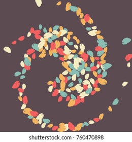 Vector Confetti Background Pattern. Element of design. Colored leaves on a purple background
