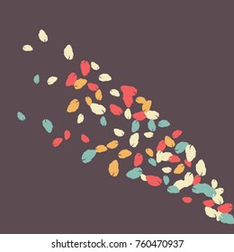 Vector Confetti Background Pattern. Element of design. Colored leaves on a purple background