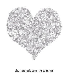 Vector Confetti Background Pattern. Element of design. Silver snowflakes on a white background