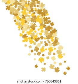 Vector Confetti Background Pattern. Element of design. Golden clover leaves on white background